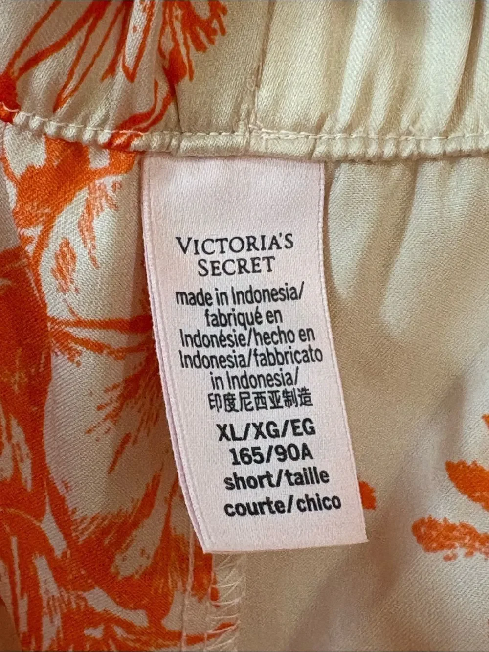 Victoria’s Secret Pajama Set Orange Tropical Toile Size XL